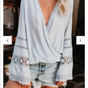 Vici crochet bohemian style top lace sleeves